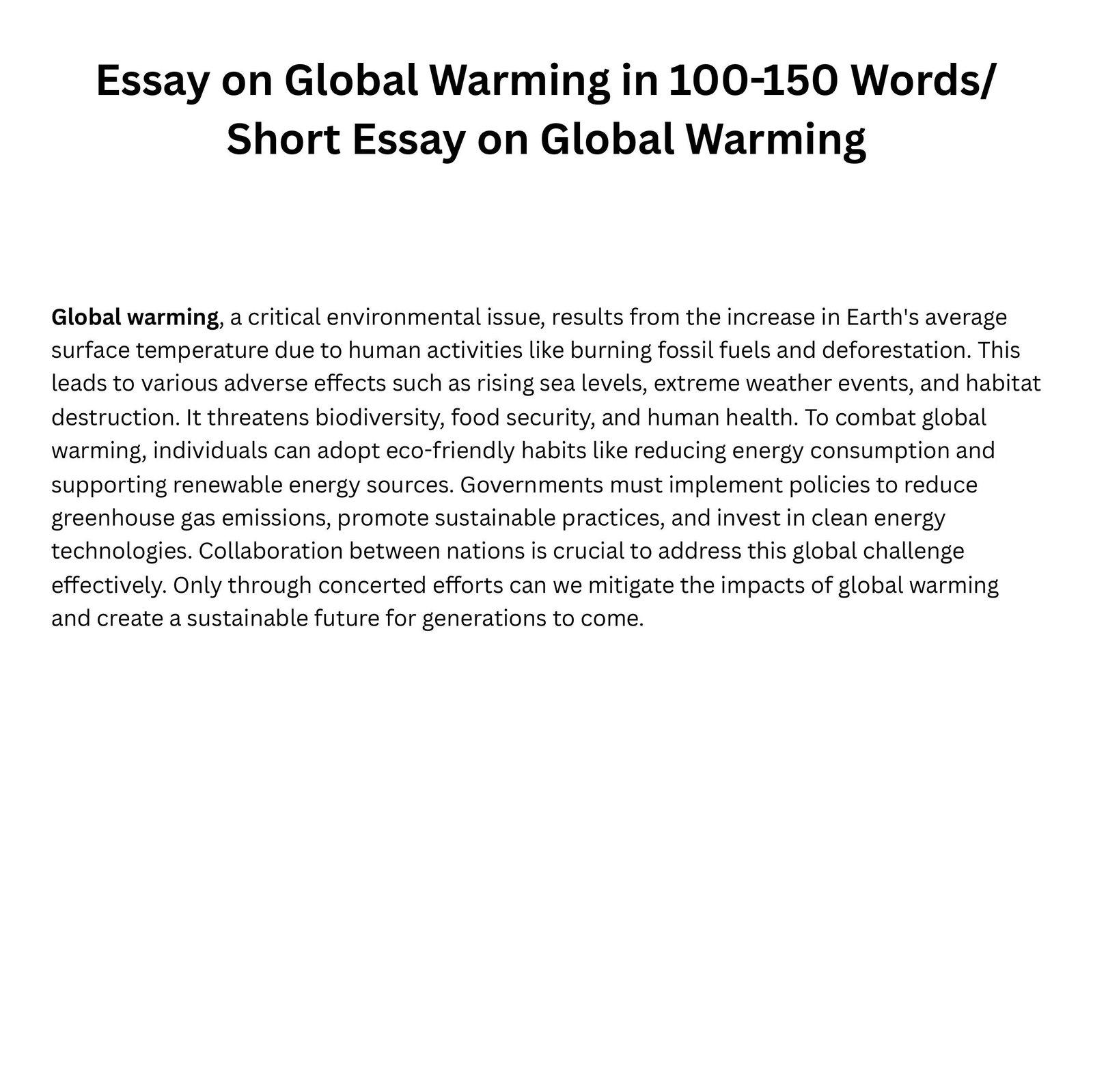 Essay on Global Warming PDF